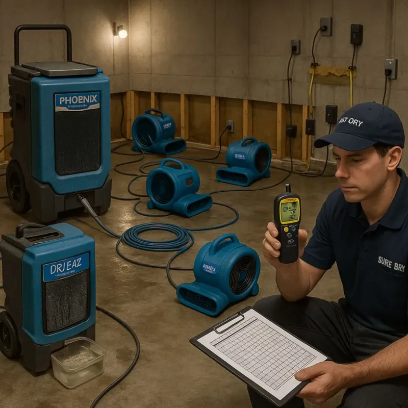 Structural Drying and Dehumidification process in Capitanejo, PR